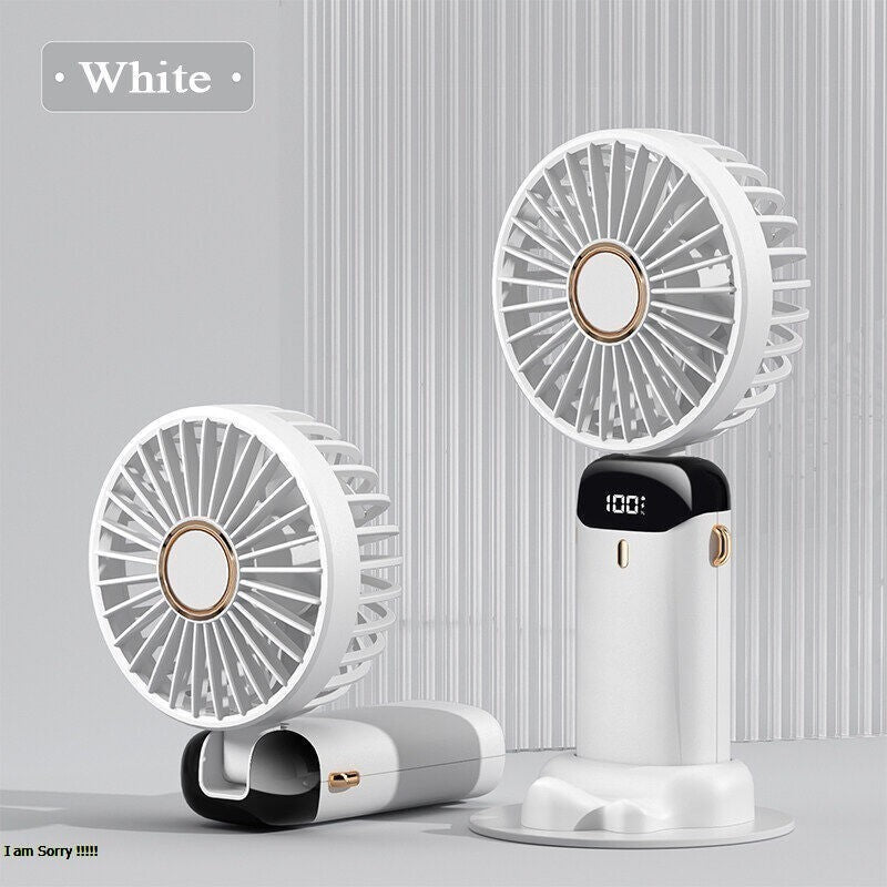 Portable Handheld Mini Fan 4-speed Led Digital Display Folding Usb Charging Electric Fan With Lanyard