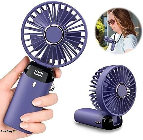 Portable Handheld Mini Fan 4-speed Led Digital Display Folding Usb Charging Electric Fan With Lanyard