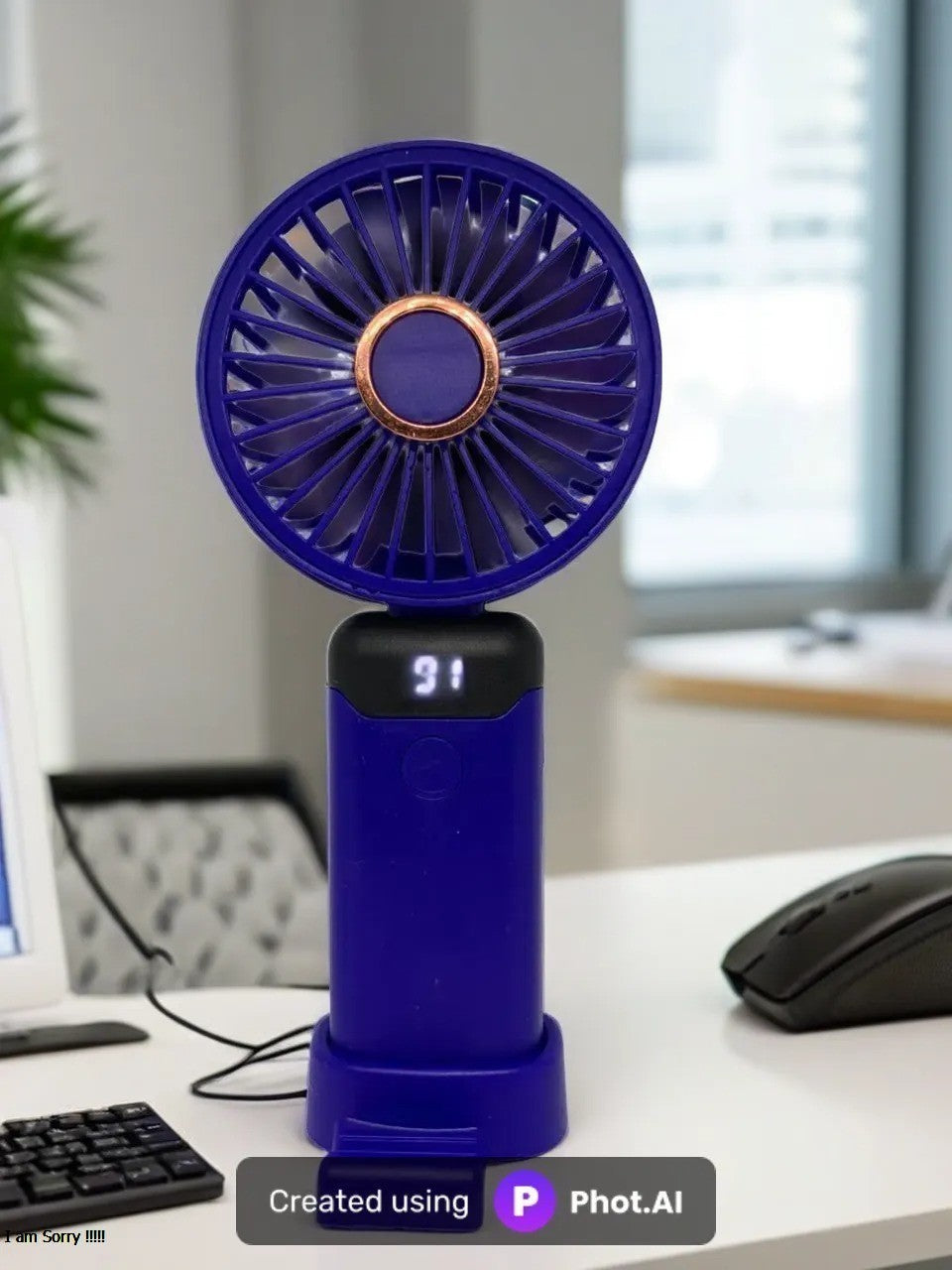 Portable Handheld Mini Fan 4-speed Led Digital Display Folding Usb Charging Electric Fan With Lanyard