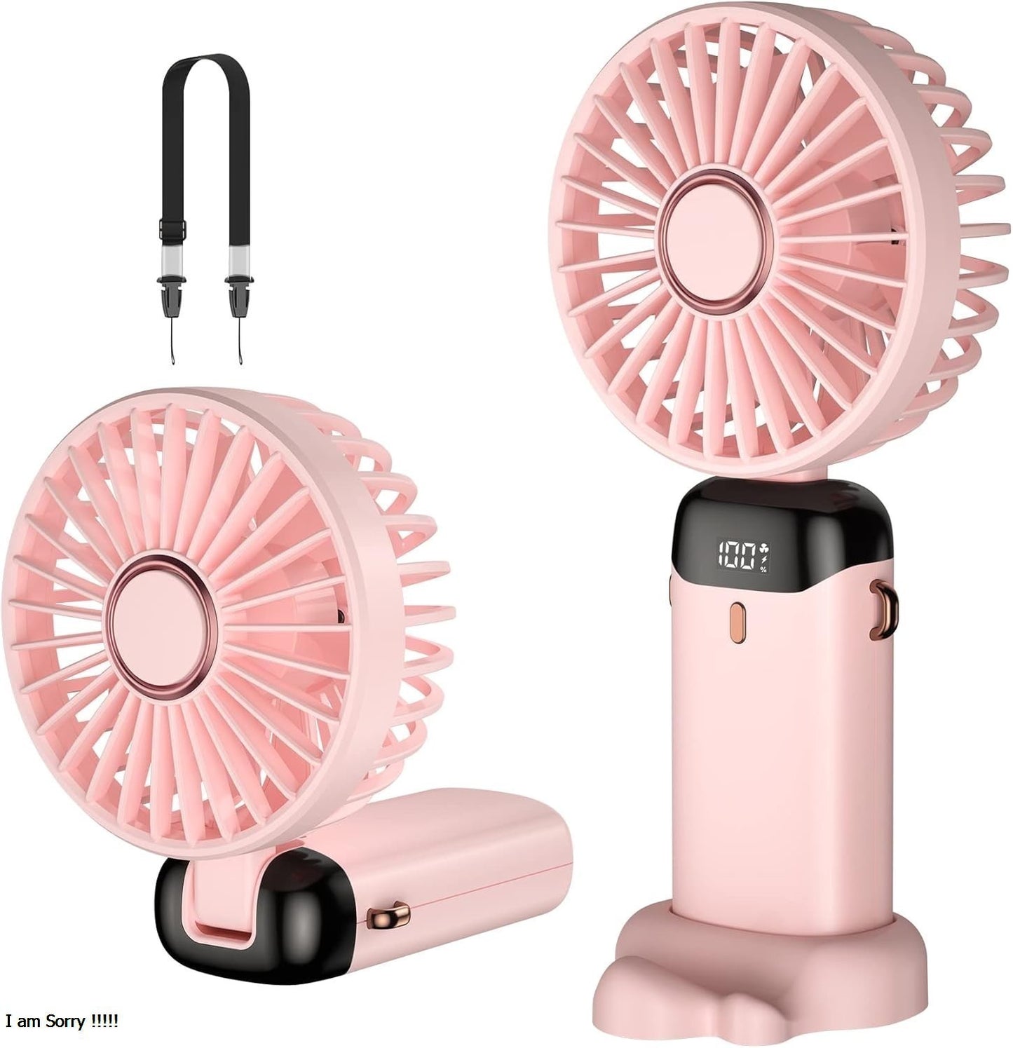 Portable Handheld Mini Fan 4-speed Led Digital Display Folding Usb Charging Electric Fan With Lanyard